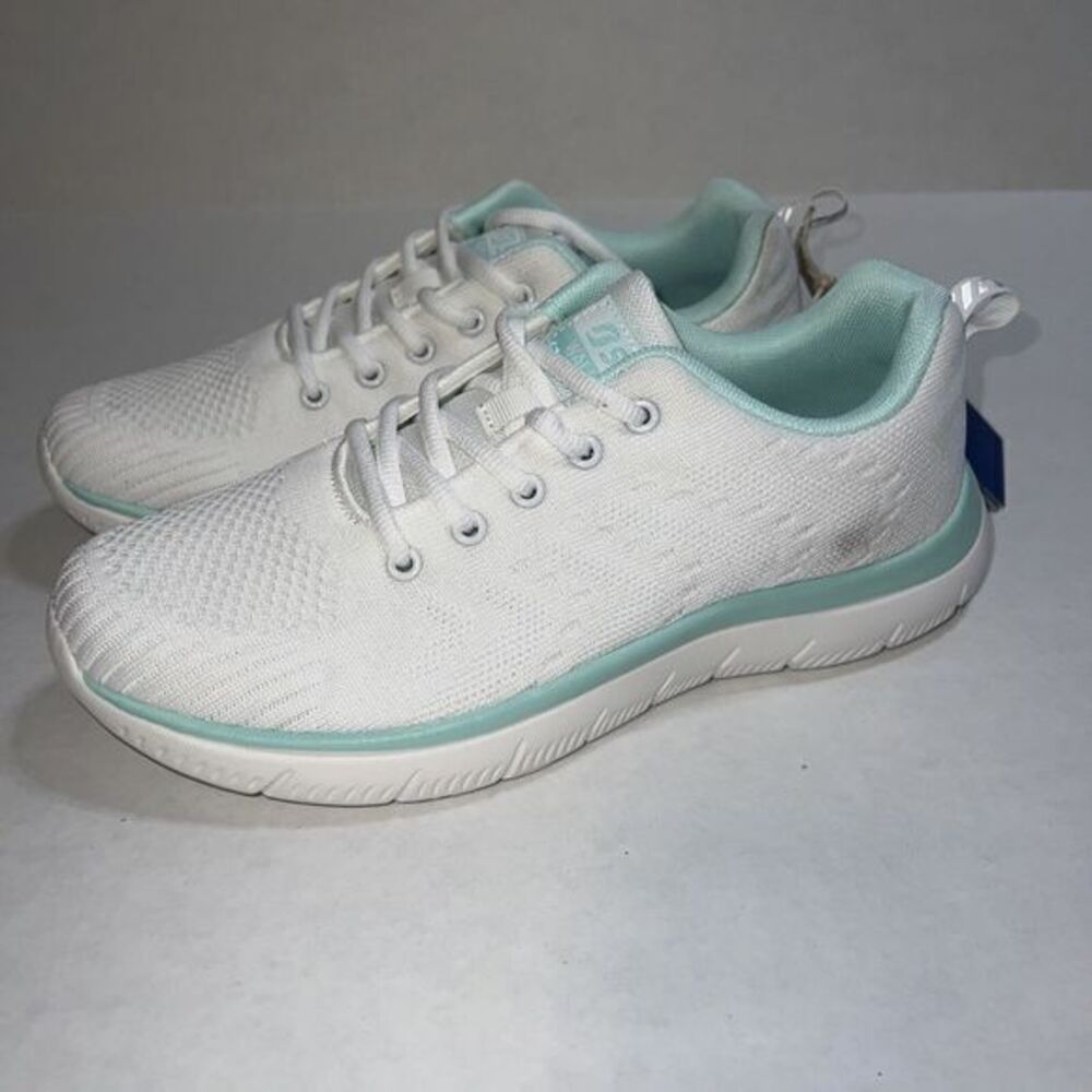 STQ White Aqua Sneakers Women Walking Running Shoes Size 9.5 Brand New‎